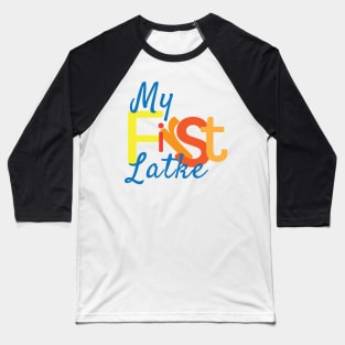 My First Hanukkah Latke Blue Orange Yellow Baseball T-Shirt